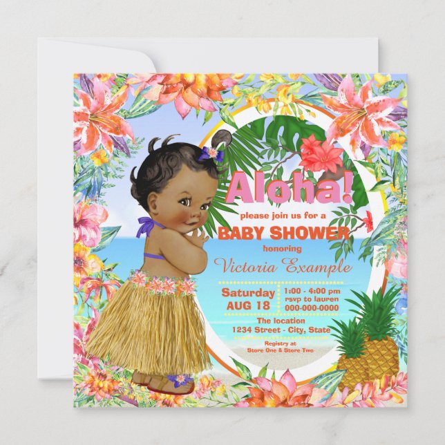 Hawaiian Tropical Luau Baby Shower Invitation (Front)