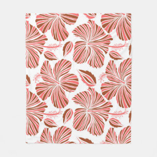 Hawaiian tropical natural floral in brown colors.  fleece blanket