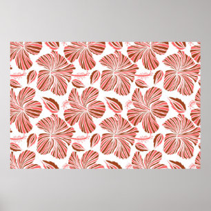 Hawaiian tropical natural floral in brown colours. poster