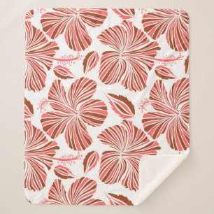 Hawaiian tropical natural floral in brown colours. sherpa blanket