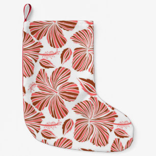 Hawaiian tropical natural floral in brown colours. small christmas stocking
