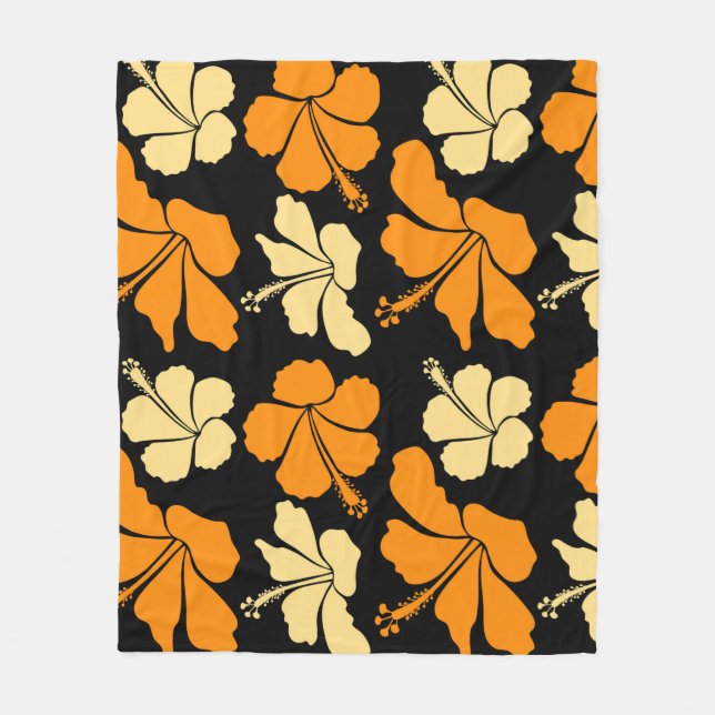 Hawaiian tropical natural floral seamless pattern  fleece blanket (Front)