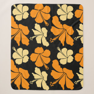 Hawaiian tropical natural floral seamless pattern sherpa blanket