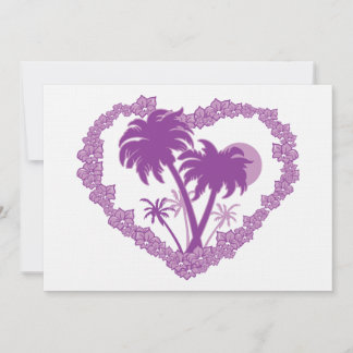 Hawaiian Tropical Palm Tree Heart Invitation