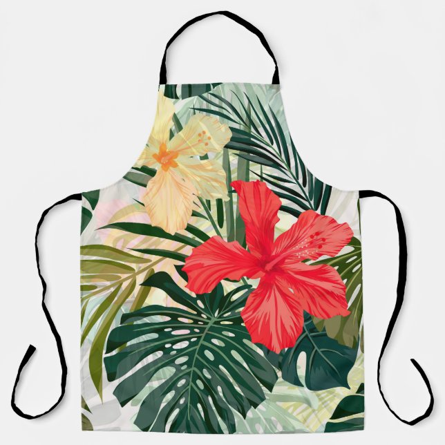 Hawaiian tropical plants, colourful flowers. apron (Front)
