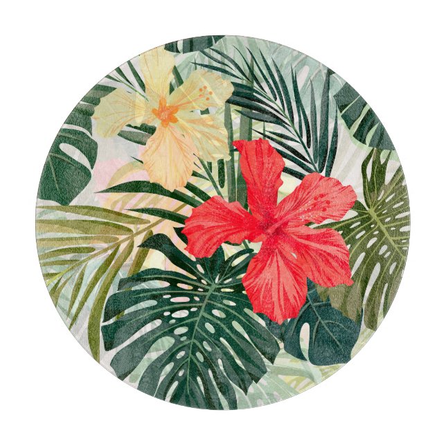Hawaiian tropical plants, colourful flowers. cutting board (Front)