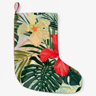 Hawaiian tropical plants, colourful flowers. small christmas stocking