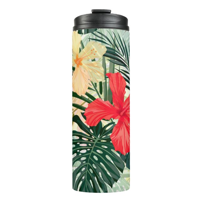 Hawaiian tropical plants, colourful flowers. thermal tumbler (Front)