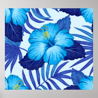 Hawaiian tropical plants, hibiscus pattern.