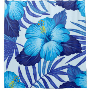 Hawaiian tropical plants, hibiscus pattern. shower curtain
