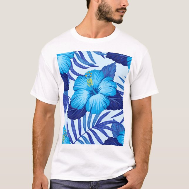 Hawaiian tropical plants, hibiscus pattern. T-Shirt (Front)