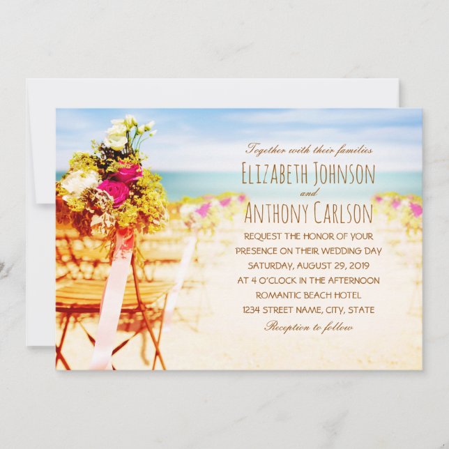 Hawaiian Tropical Rustic Beach Themed Wedding Invitation (Front)