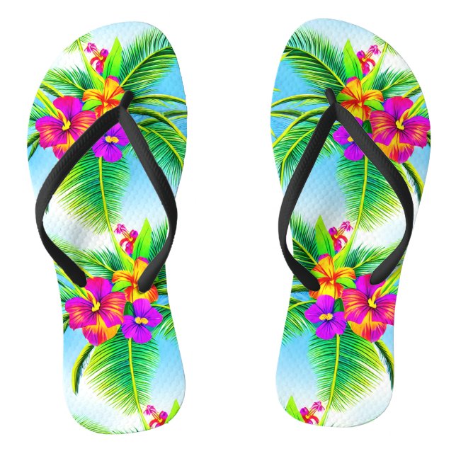 Hawaiian Tropical Seamless Pattern Jandals (Footbed)