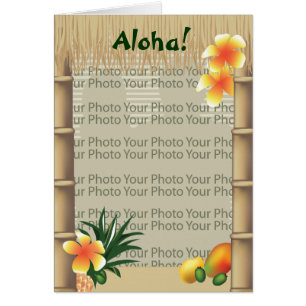 Hawaiian Tropical Tiki Hut Aloha Photo Frame Card