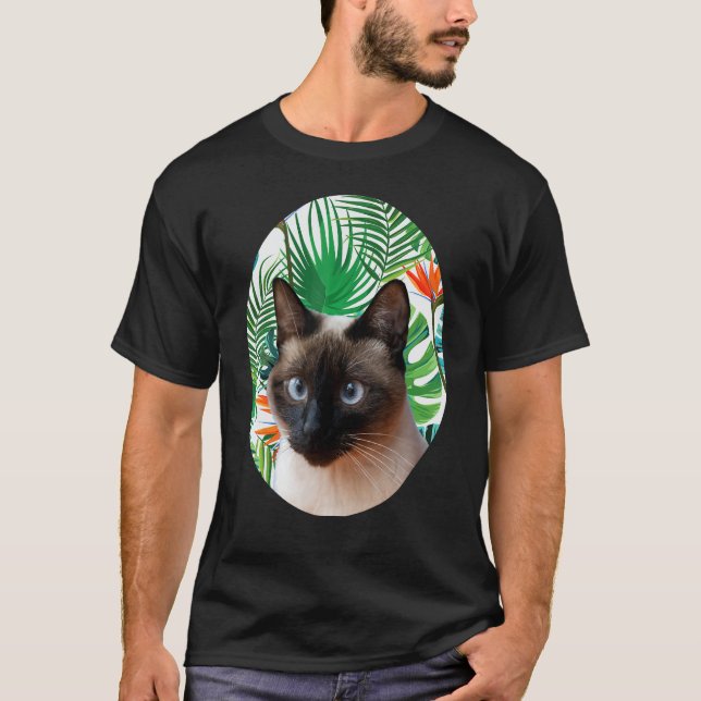 Hawaiian TShirt Siamese Cat gift Tropical Gift Ani (Front)