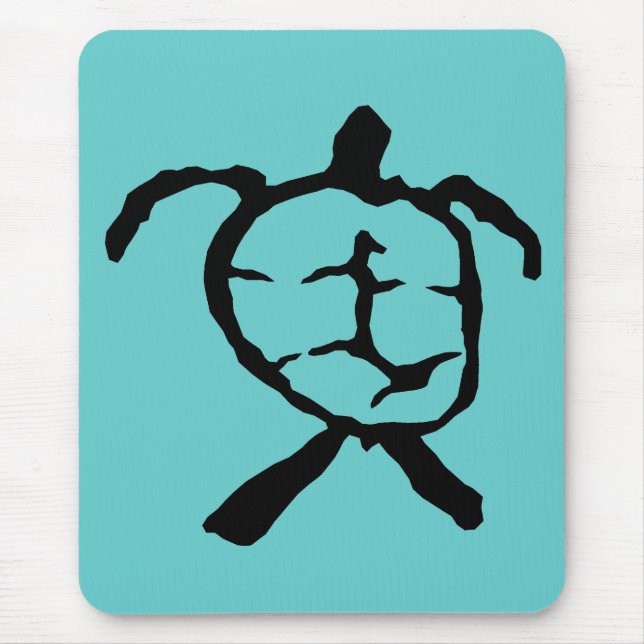 Hawaiian Turtle - black Mouse Pad (Front)