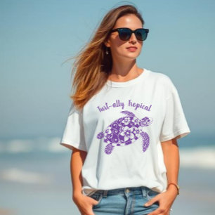 Hawaiian Turtle Turt-ally Tropical Purple T-Shirt