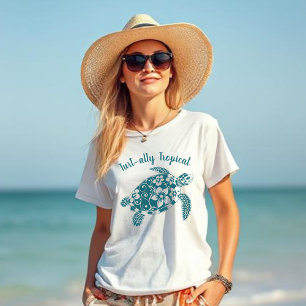 Hawaiian Turtle Turt-ally Tropical Teal T-Shirt