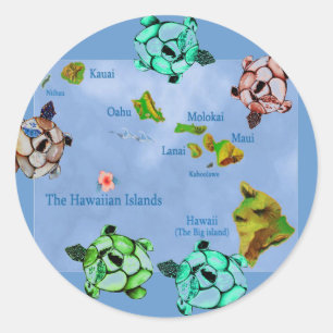 Hawaiian Turtles & map sticker