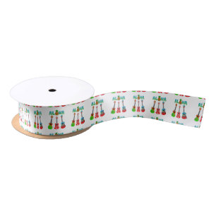 Hawaiian Ukulele Aloha Hawaii Satin Ribbon