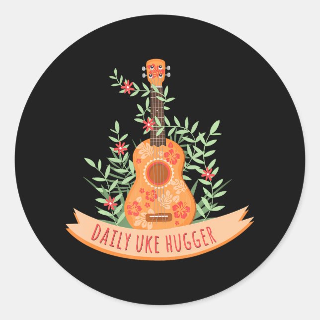 Hawaiian Ukulele Daily Uke Hugger Classic Round Sticker (Front)