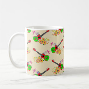 Hawaiian Ukulele Hibiscus Flowers Coffee Mug
