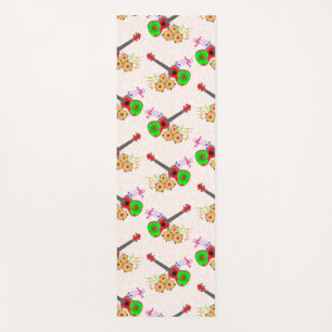 Hawaiian Ukulele Hibiscus Flowers Floral Yoga Mat