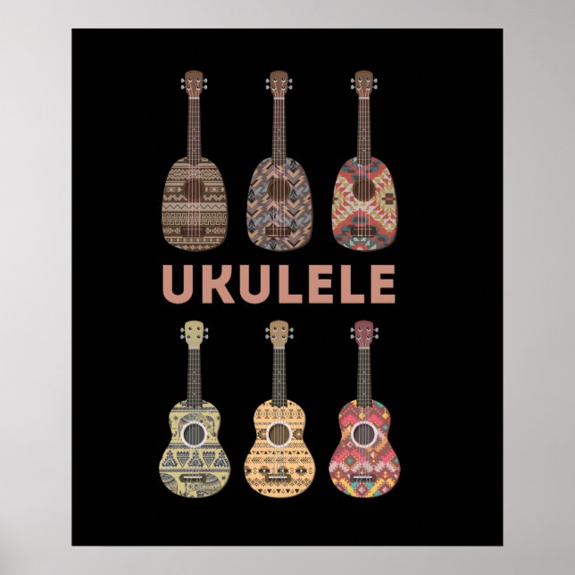 Hawaiian Ukulele Types of Musical Instruments Poster (Front)