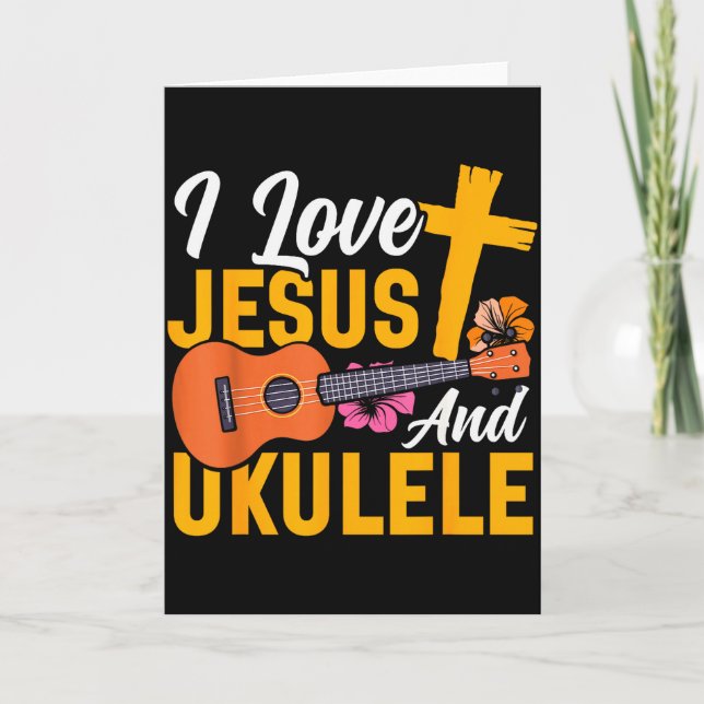Hawaiian Ukulele Uke Jesus Faith Christian I Love  Card (Front)
