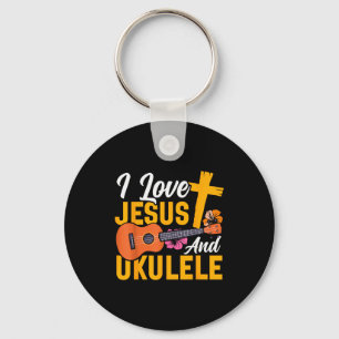 Hawaiian Ukulele Uke Jesus Faith Christian I Love Key Ring