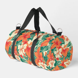Hawaiian vibe colourful tropical flowers pattern duffle bag