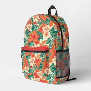 Hawaiian vibe colourful tropical flowers pattern printed backpack