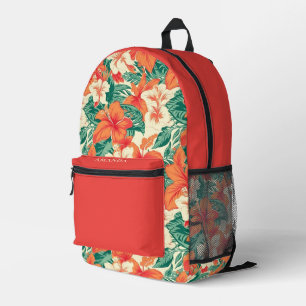 Hawaiian vibe colourful tropical flowers pattern printed backpack
