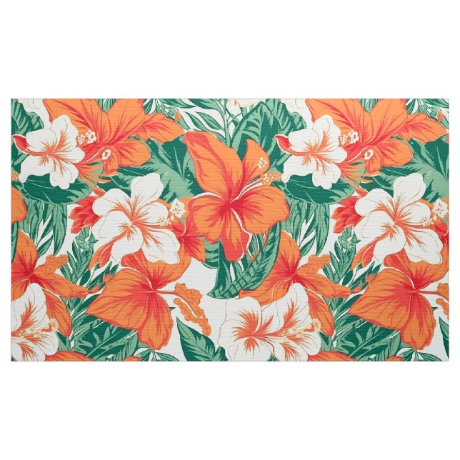 Hawaiian vibe tropical flowers and leaves pattern fabric (Yard)
