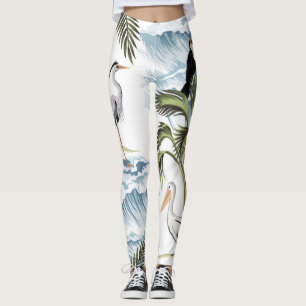 Hawaiian vintage, floral summer pattern. leggings