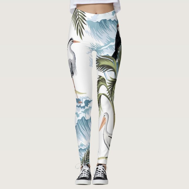 Hawaiian vintage, floral summer pattern. leggings (Front)