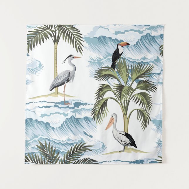 Hawaiian vintage, floral summer pattern. tapestry (Front)