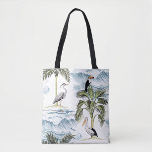 Hawaiian vintage, floral summer pattern. tote bag