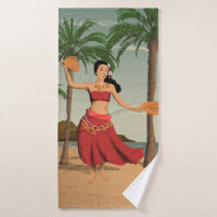 Hawaiian Vintage Hula Girl Postcard Coordinates