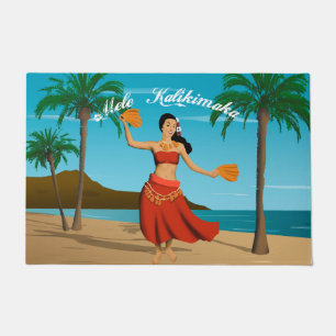 Hawaiian Vintage Mele Kalikimaka Postcard Doormat