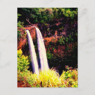Hawaiian waterfalls postcard