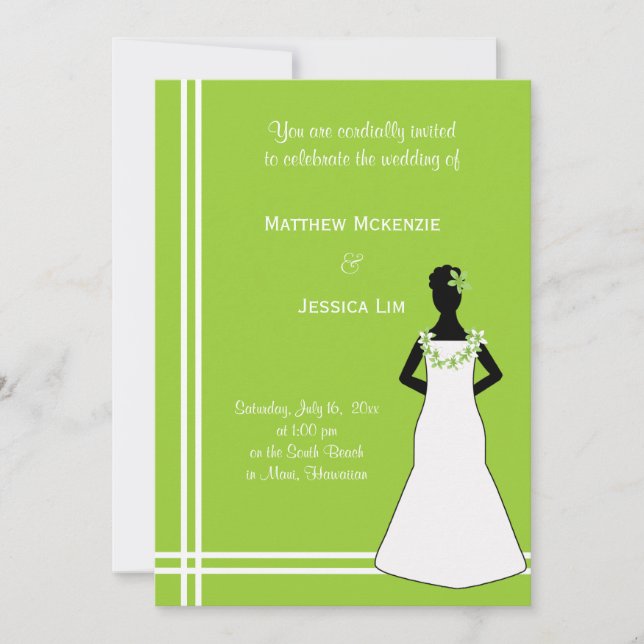 Hawaiian Wedding (Green) Invitation (Front)