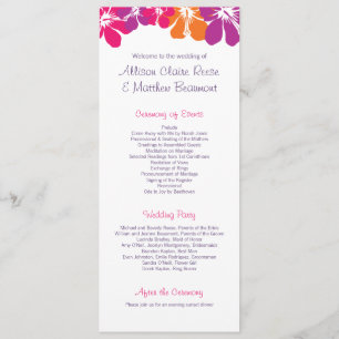 Hawaiian Wedding Program Programme