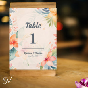 Hawaiian Wedding Table Number Decor