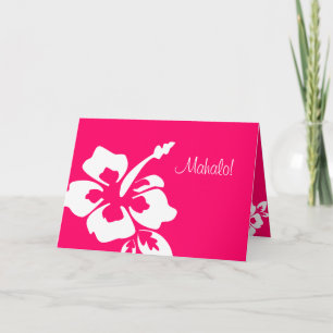 Hawaiian Wedding Thank You Cards Hibiscus pink