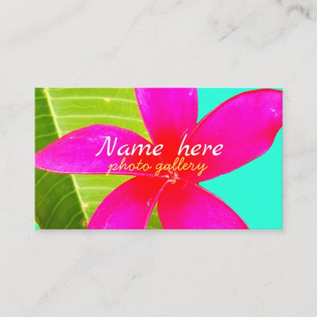 Hawaiian white plumeria flower pink business card (Front)