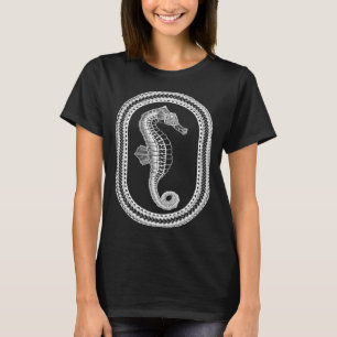 Hawaiian White Tribal Seahorse Beach T-Shirt