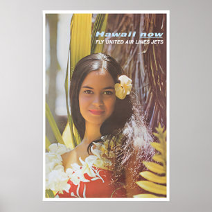 Hawaiian Woman Poster Hawaii Photo United Airlines