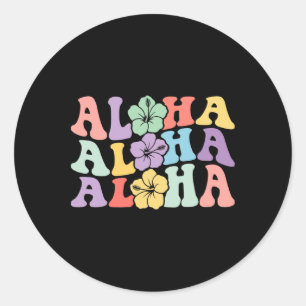 Hawaiian Women Family Aloha Vacation Hibiscus Flow Classic Round Sticker