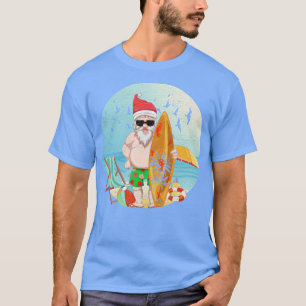 Hawaiian Xmas Cool Santa Claus Surfer Christmas In T-Shirt